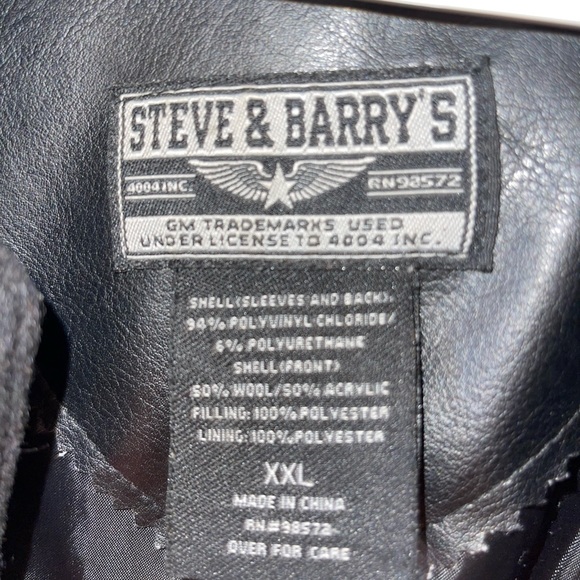 Steve & Barry's Mens Chevy Black Faux Leather & Fabric Bomber Jacket  XX… - Picture 4 of 11